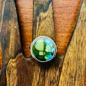 Sterling Silver Ring Raw 925 Turquoise Stone Boho
